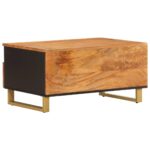 Table basse marron et noir 80x54x40 cm bois de massif manguier – Image 4