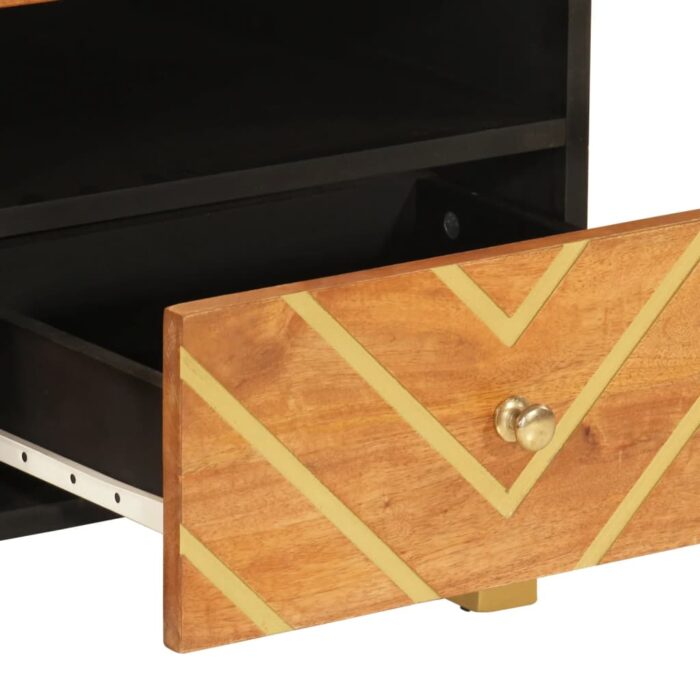 Table basse marron et noir 80x54x40 cm bois de massif manguier – Image 5