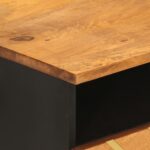Table basse marron et noir 80x54x40 cm bois de massif manguier – Image 6
