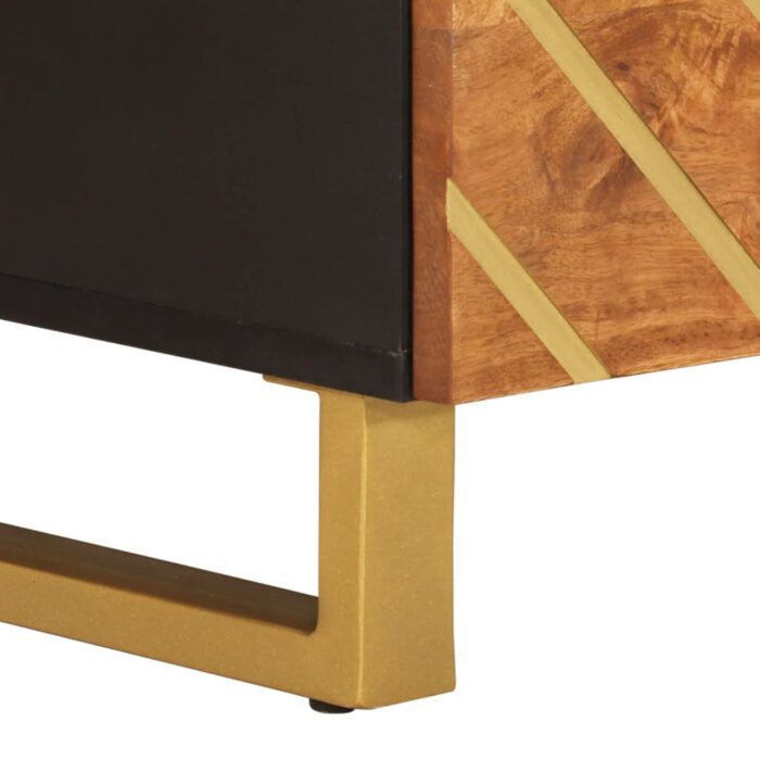 Table basse marron et noir 80x54x40 cm bois de massif manguier – Image 7