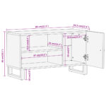 Meuble TV marron et noir 80x31,5x46 cm bois massif de manguier – Image 10