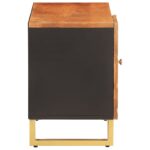 Meuble TV marron et noir 80x31,5x46 cm bois massif de manguier – Image 3