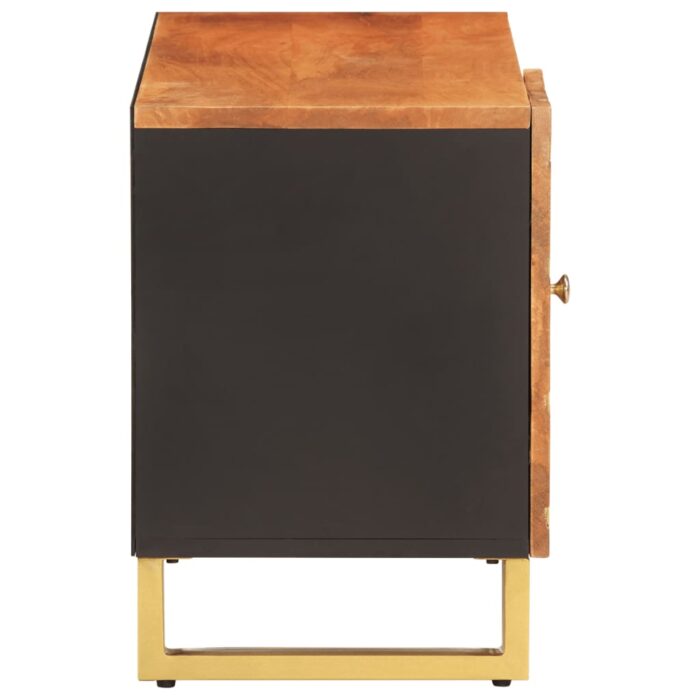 Meuble TV marron et noir 80x31,5x46 cm bois massif de manguier – Image 3