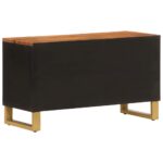 Meuble TV marron et noir 80x31,5x46 cm bois massif de manguier – Image 4