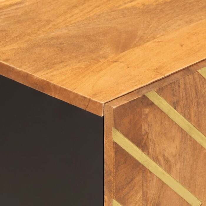 Meuble TV marron et noir 80x31,5x46 cm bois massif de manguier – Image 6
