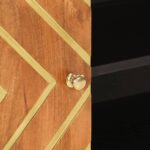 Meuble TV marron et noir 80x31,5x46 cm bois massif de manguier – Image 7