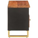 Meuble TV marron et noir 100x33,5x46 cm bois massif de manguier – Image 3