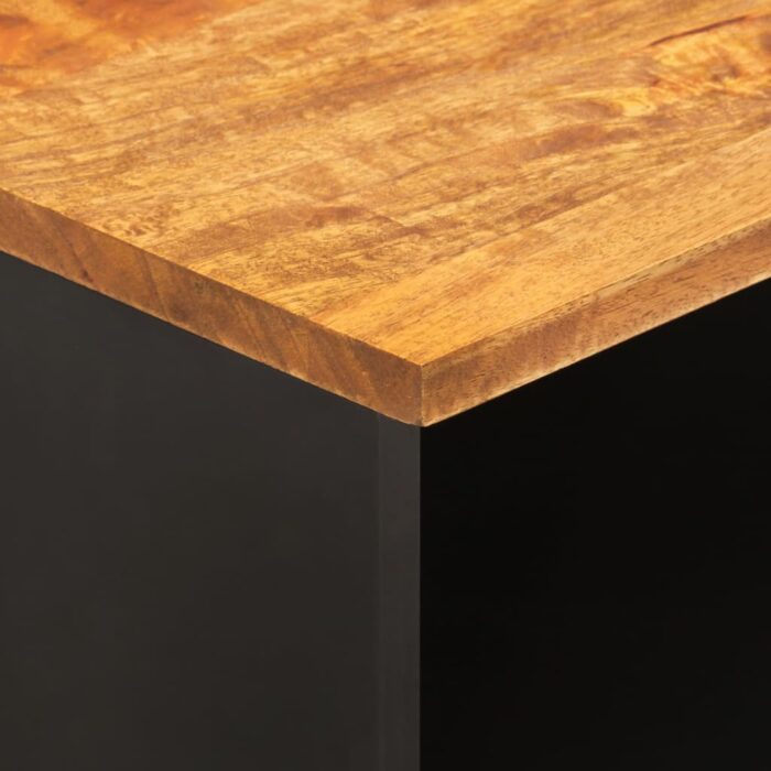 Meuble TV marron et noir 100x33,5x46 cm bois massif de manguier – Image 6