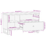 Meuble TV marron et noir 80x33,5x46 cm bois massif de manguier – Image 10
