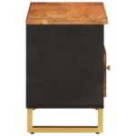 Meuble TV marron et noir 80x33,5x46 cm bois massif de manguier – Image 3