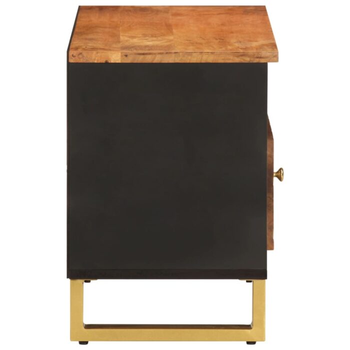 Meuble TV marron et noir 80x33,5x46 cm bois massif de manguier – Image 3