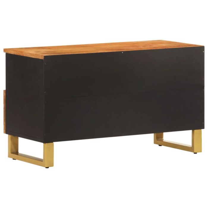 Meuble TV marron et noir 80x33,5x46 cm bois massif de manguier – Image 4