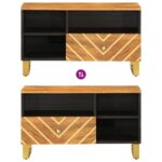 Meuble TV marron et noir 80x33,5x46 cm bois massif de manguier – Image 5