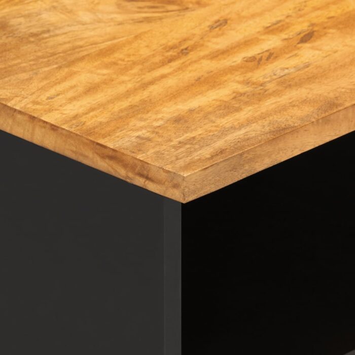 Meuble TV marron et noir 80x33,5x46 cm bois massif de manguier – Image 6