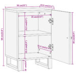 Armoire bain marron et noir 38x33,5x58 cm bois massif manguier – Image 11