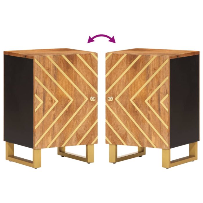 Armoire bain marron et noir 38x33,5x58 cm bois massif manguier – Image 6