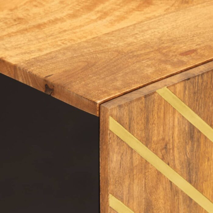 Armoire bain marron et noir 38x33,5x58 cm bois massif manguier – Image 7