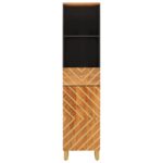 Armoire bain marron et noir 38x33,5x160 cm bois massif manguier – Image 2