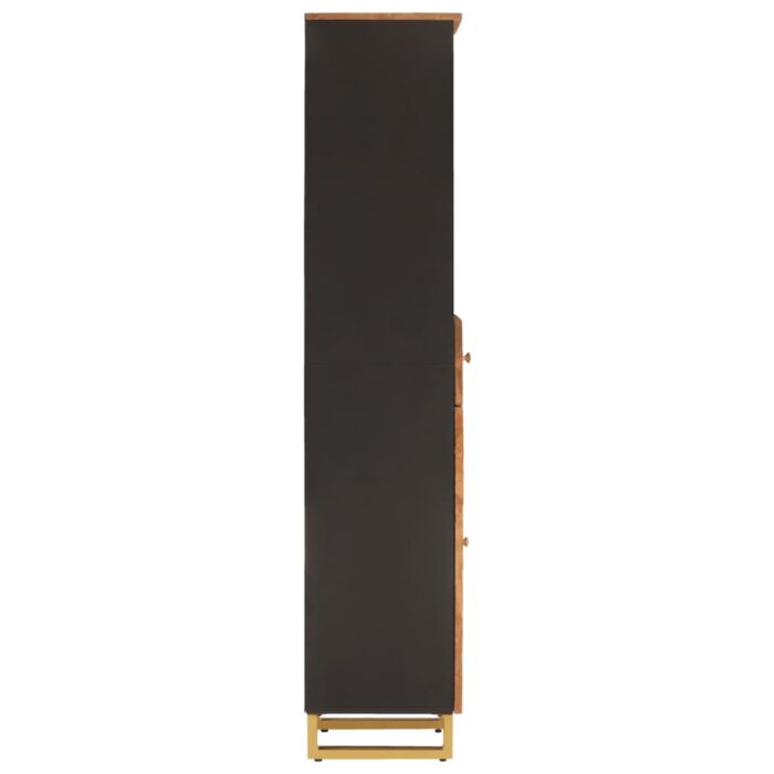 Armoire bain marron et noir 38x33,5x160 cm bois massif manguier – Image 3
