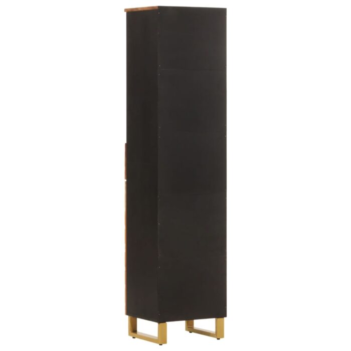 Armoire bain marron et noir 38x33,5x160 cm bois massif manguier – Image 4