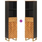 Armoire bain marron et noir 38x33,5x160 cm bois massif manguier – Image 5