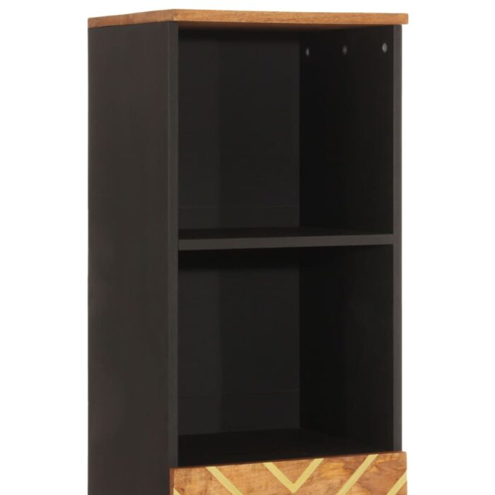 Armoire bain marron et noir 38x33,5x160 cm bois massif manguier – Image 6