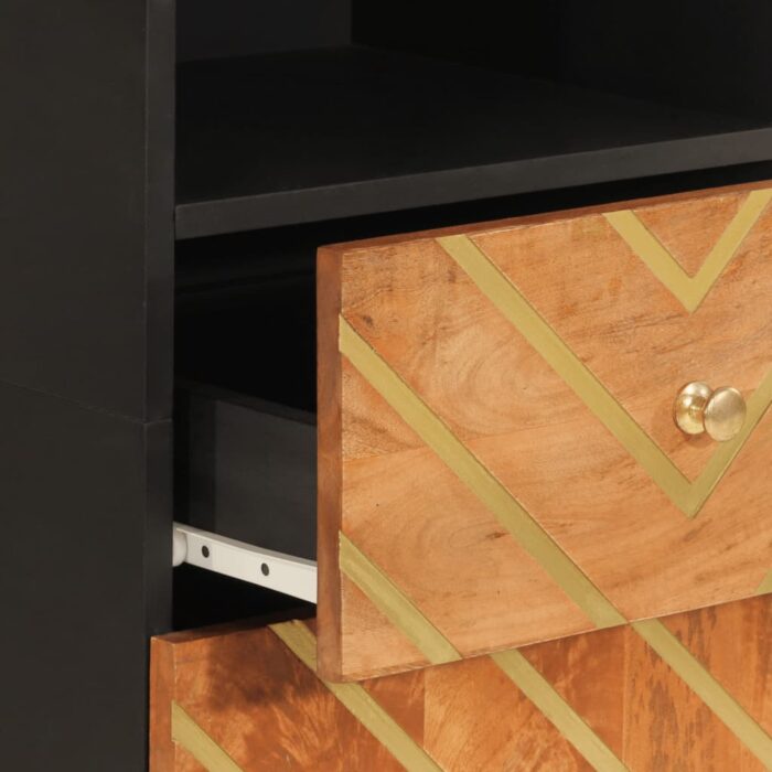 Armoire bain marron et noir 38x33,5x160 cm bois massif manguier – Image 7