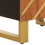 Armoire bain marron et noir 38x33,5x160 cm bois massif manguier – Image 8