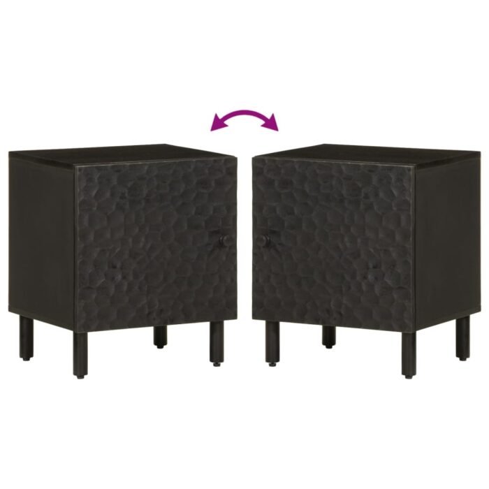 Table de chevet noir 40x33x46 cm bois de manguier solide – Image 5