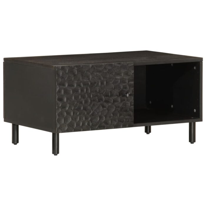Table basse noir 80x50x40 cm bois massif de manguier – Image 1