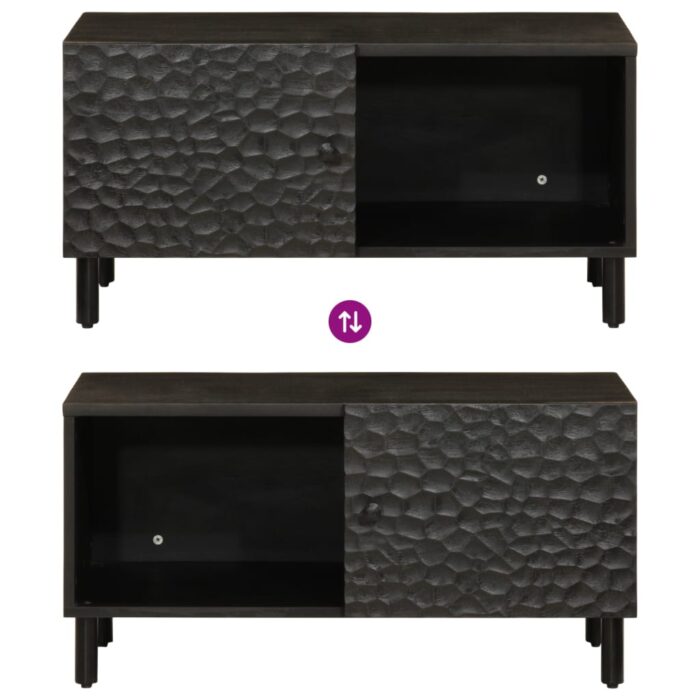 Table basse noir 80x50x40 cm bois massif de manguier – Image 5