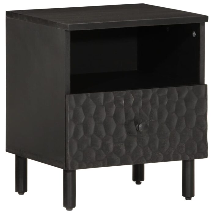 Table de chevet noir 40x33x46 cm bois de manguier solide – Image 1