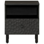 Table de chevet noir 40x33x46 cm bois de manguier solide – Image 2