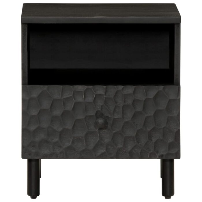 Table de chevet noir 40x33x46 cm bois de manguier solide – Image 2