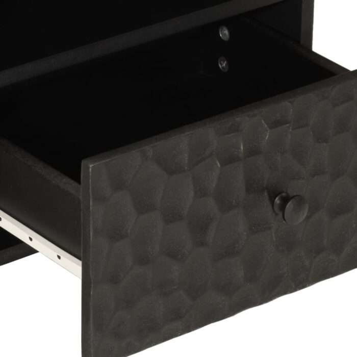 Table de chevet noir 40x33x46 cm bois de manguier solide – Image 6