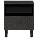 Tables de chevet 2 pcs noir 40x33x46 cm bois de manguier solide – Image 3