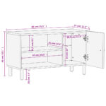 Meuble TV noir 80x31x46 cm bois massif de manguier – Image 10