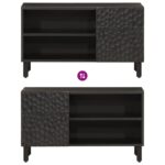 Meuble TV noir 80x31x46 cm bois massif de manguier – Image 5