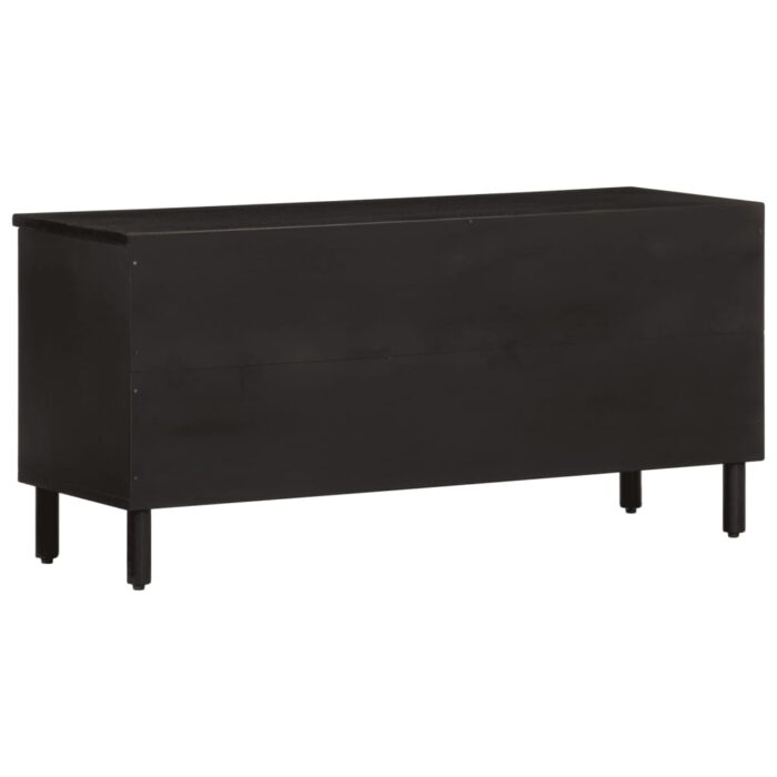 Meuble TV noir 100x33x46 cm bois massif de manguier – Image 4