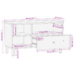 Meuble TV noir 80x33x46 cm bois massif de manguier – Image 10