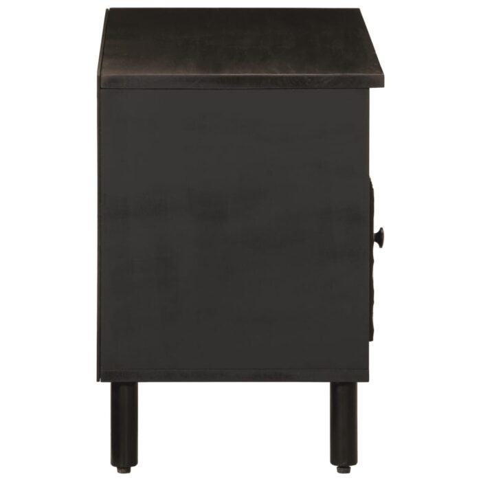 Meuble TV noir 80x33x46 cm bois massif de manguier – Image 4