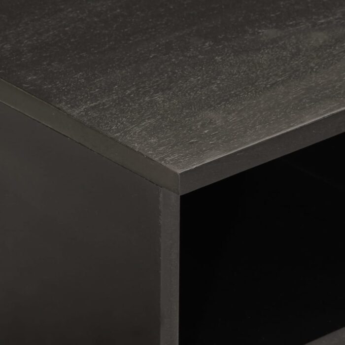 Meuble TV noir 80x33x46 cm bois massif de manguier – Image 6