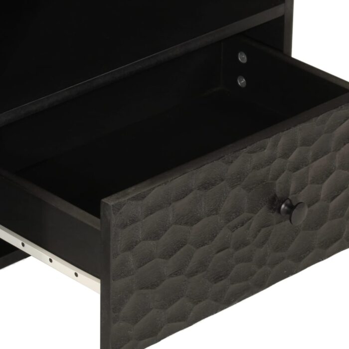 Meuble TV noir 80x33x46 cm bois massif de manguier – Image 7