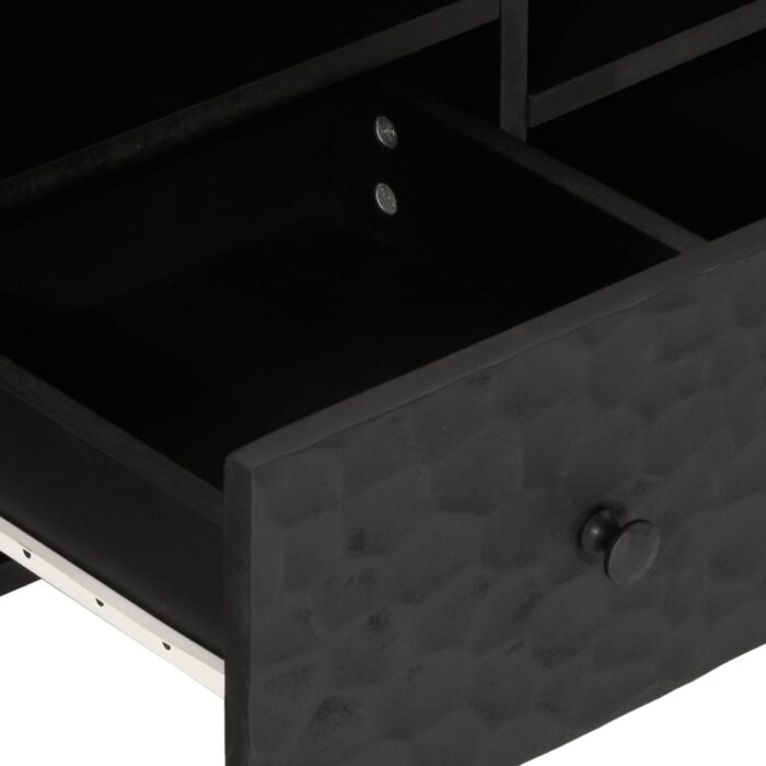 Meuble TV noir 100x33x46 cm bois massif de manguier – Image 6
