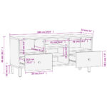 Meuble TV noir 100x33x46 cm bois massif de manguier – Image 9