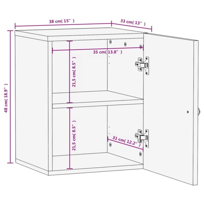 Armoire de salle de bain murale 38x33x48cm bois massif manguier – Image 9