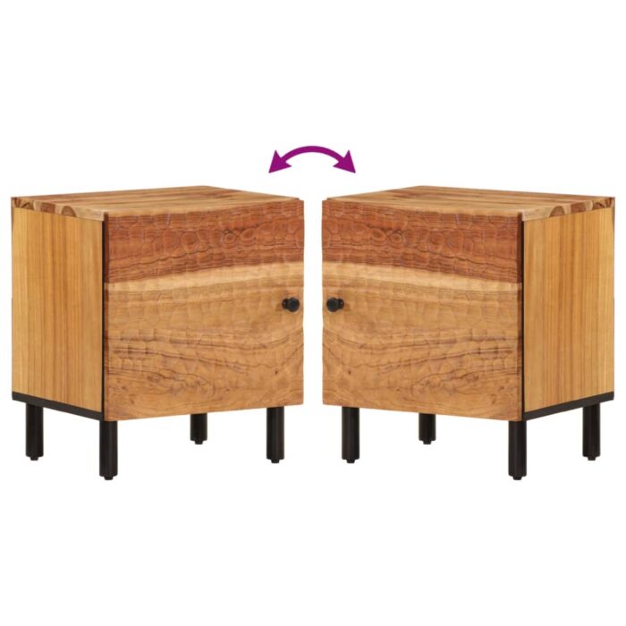 Tables de chevet 2 pcs 40x33x46 cm Bois d'acacia massif – Image 6