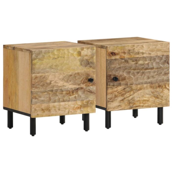 Tables de chevet 2 pcs 40x33x46 cm Bois de manguier solide – Image 1