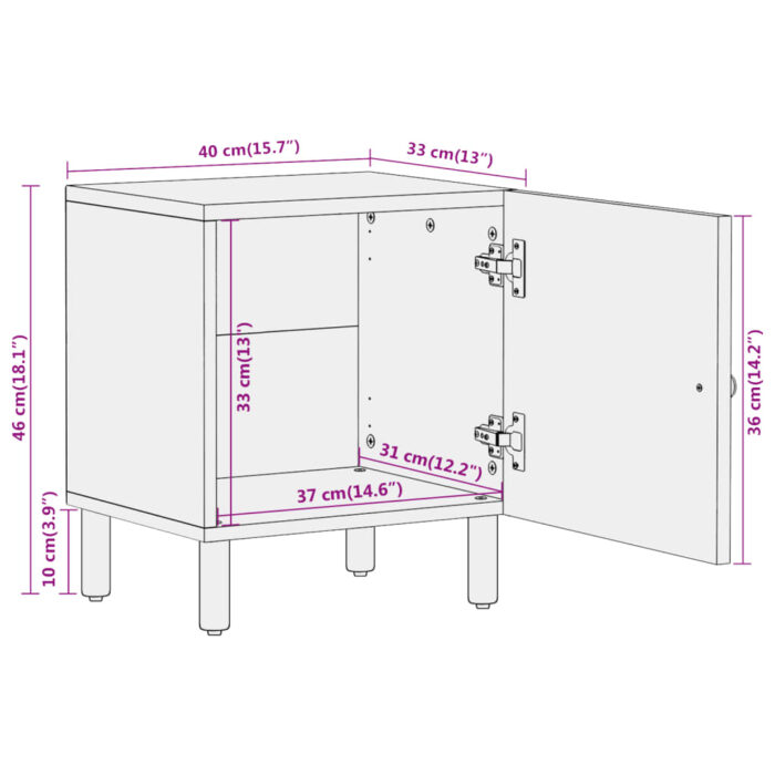 Tables de chevet 2 pcs 40x33x46 cm Bois de manguier solide – Image 11