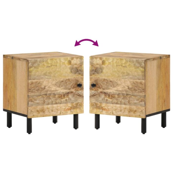 Tables de chevet 2 pcs 40x33x46 cm Bois de manguier solide – Image 6